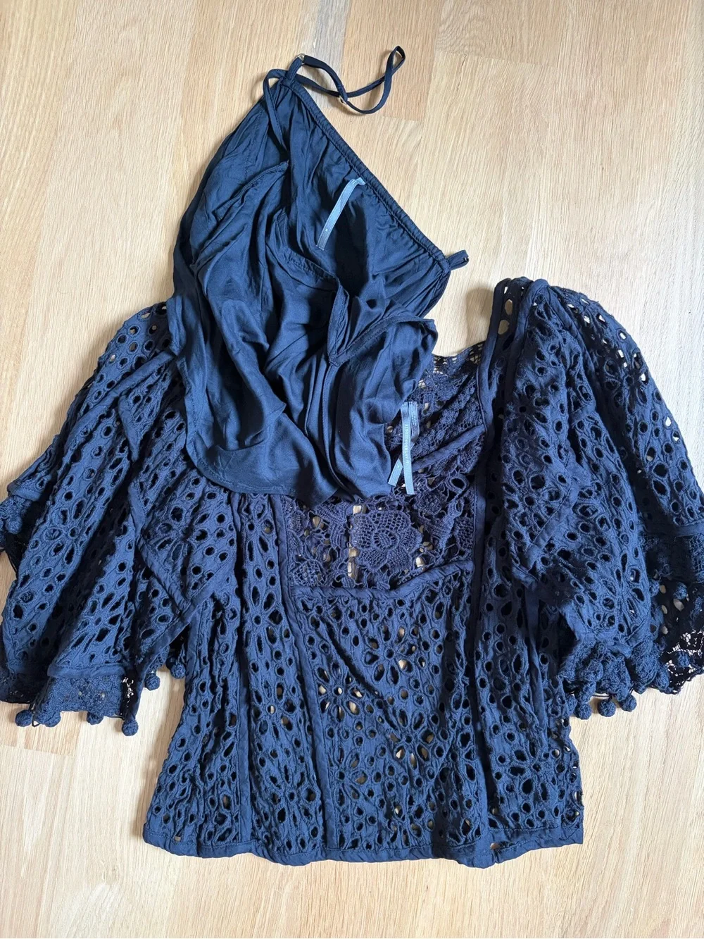 Anthropologie Victorian Black Crochet Top